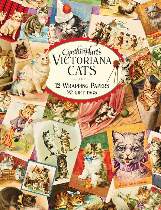 Cynthia Hart's Victoriana Cats - 12 wrapping papers & gift tags