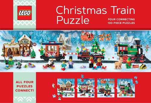 LEGO Christmas Train Puzzle Four Connecting 100-Piece Puzzles
